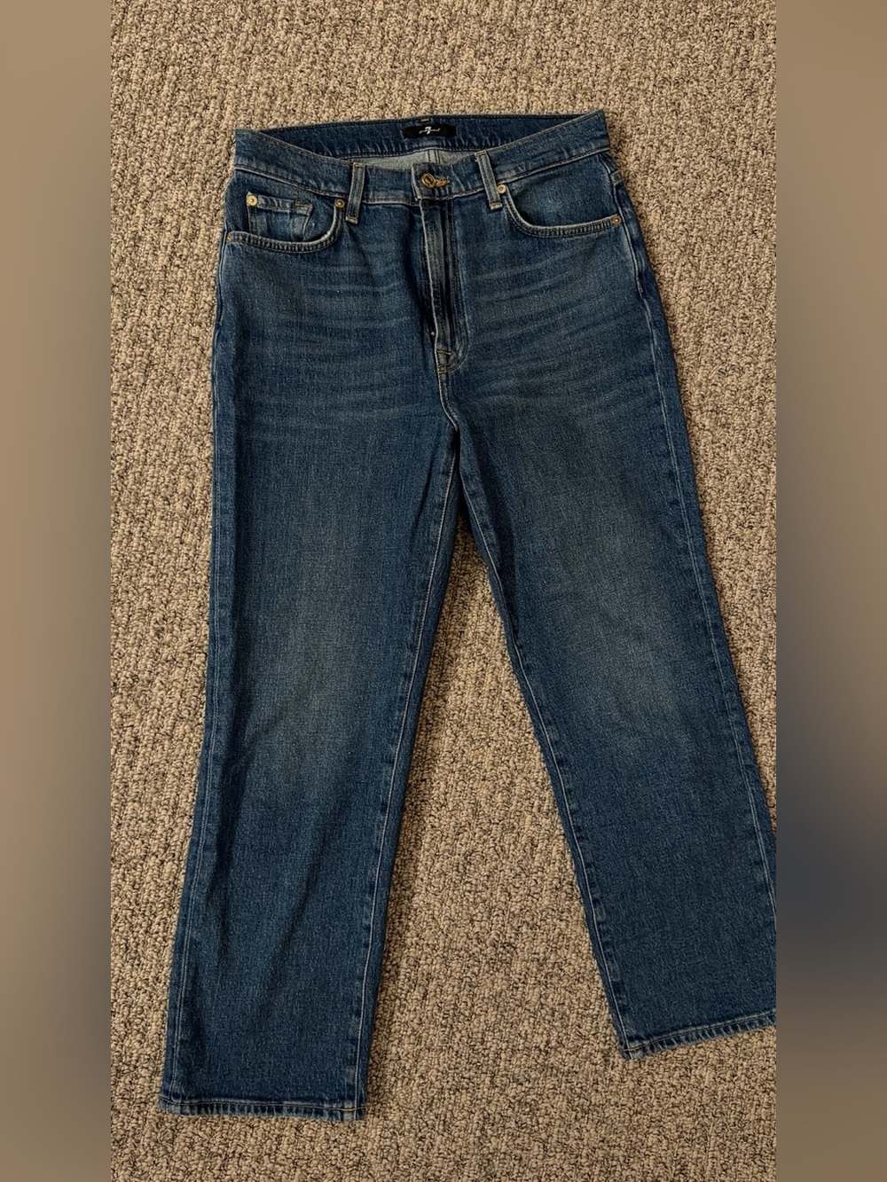 7 For All Mankind Indigo Cropped Straight Jeans